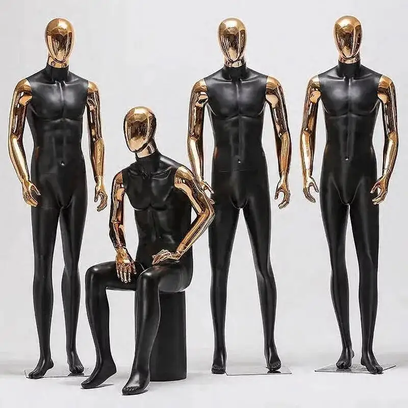 

and Window Full Clothing Body Dummy Male Hands Mannequins Store with Model Gold-plated with Metal Head Base Men's Clothing Model