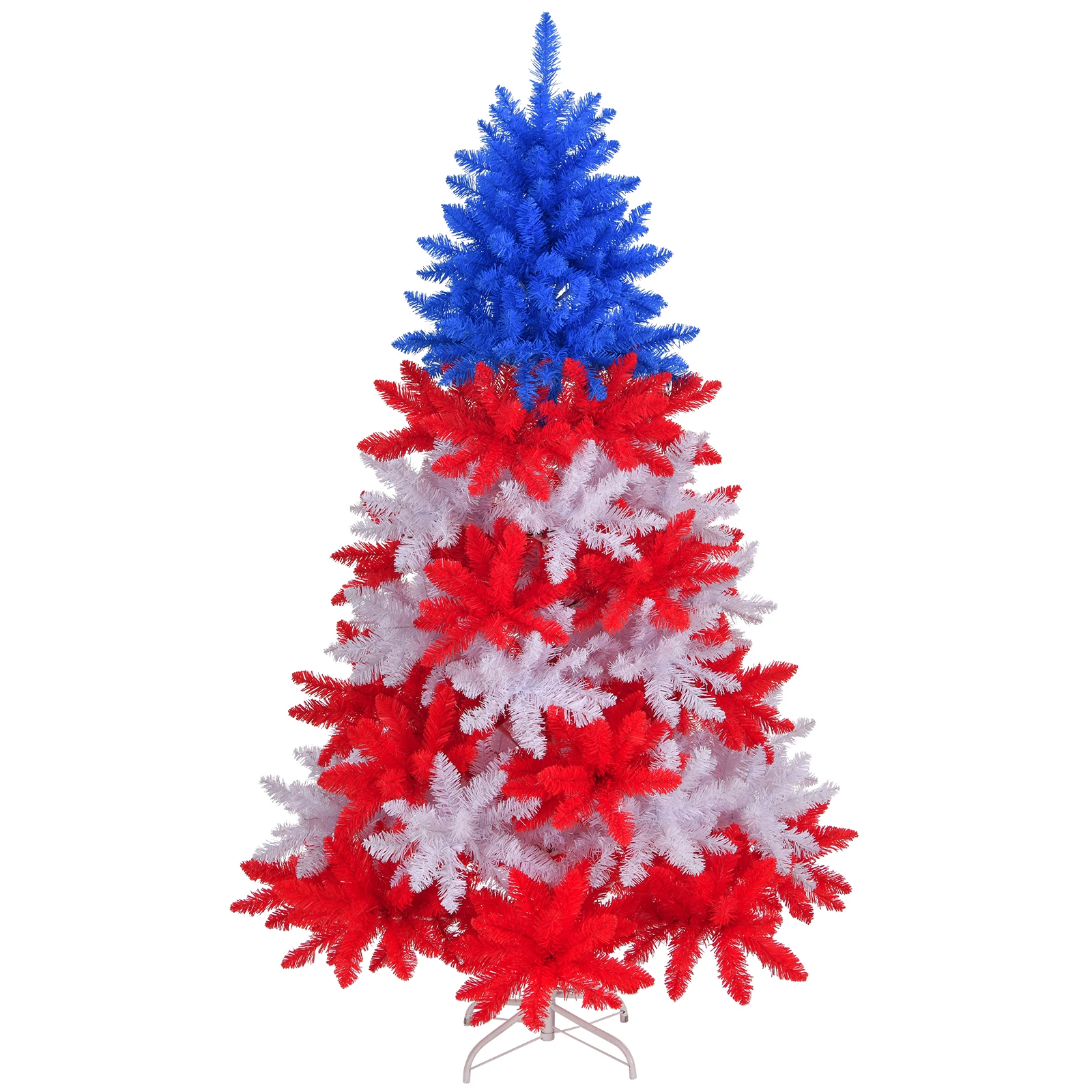 

6 FT Patriotic Artificial Christmas Tree, Hinged Tree 4th of July Patriotic Decorations with 900 Branch Tips