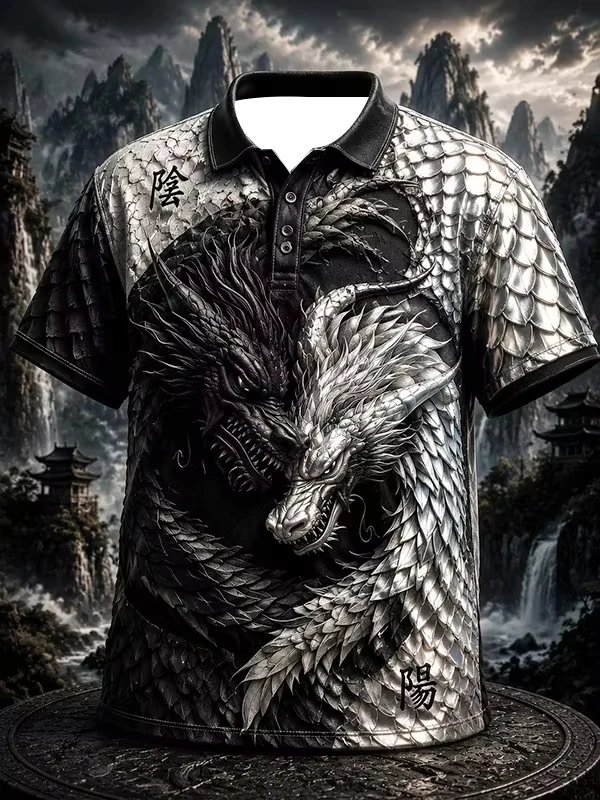 2027 Summer Men's Polo Shirt Outdoor Sports Breathable Quick-Drying Top Family Style Japanese Samurai Series 3D Printed