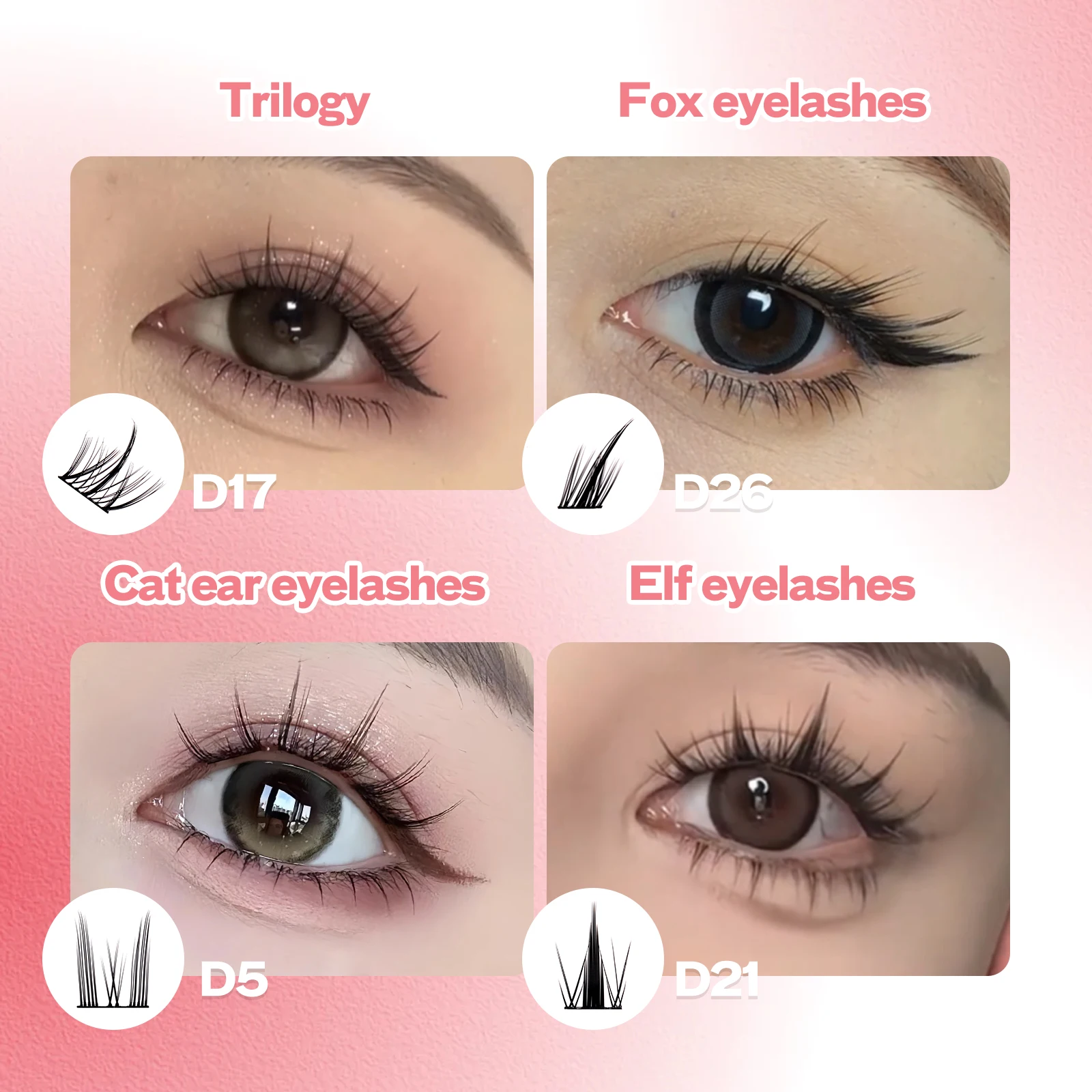 Fadvan DIY Cluster Lashes 29 Style Tragbare falsche Wimpern Natürliche Wimpern Einzelwimpern mit Kleber und Pinzette