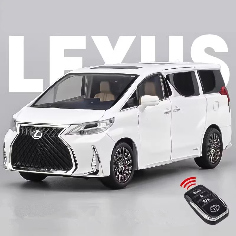 

1:24 модель автомобиля Lexus LM300 MPV из сплава, литая модель автомобиля из искусственной кожи с высоким звуком и искусственной кожей, детская игрушка в подарок с ключом