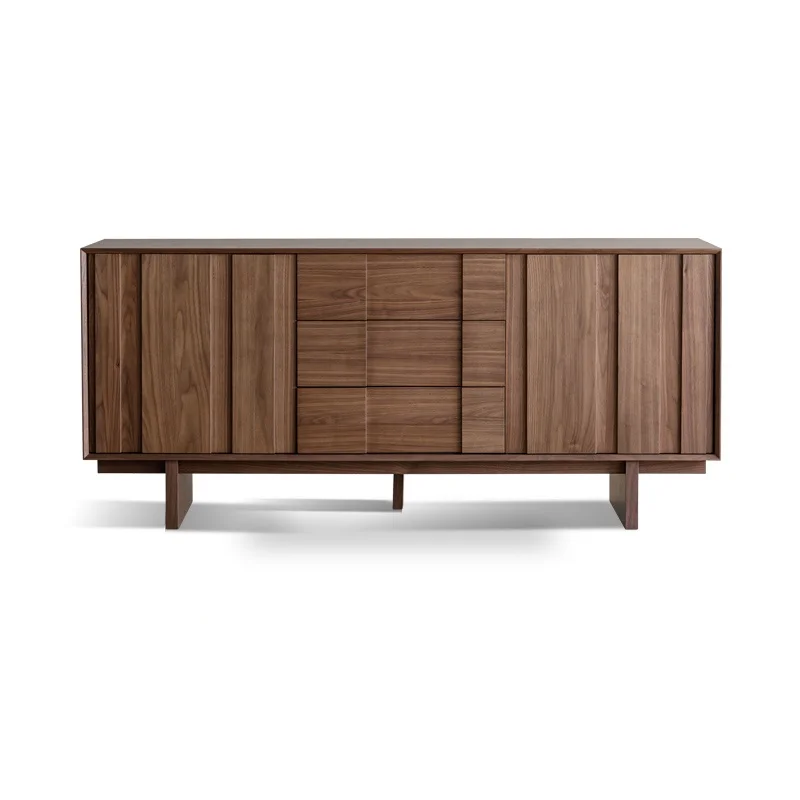 

Medieval Solid Wood Locker North American Black Walnut Side Cabinet Opposite Door Drawer Cabinet Living Room High Cabinet
