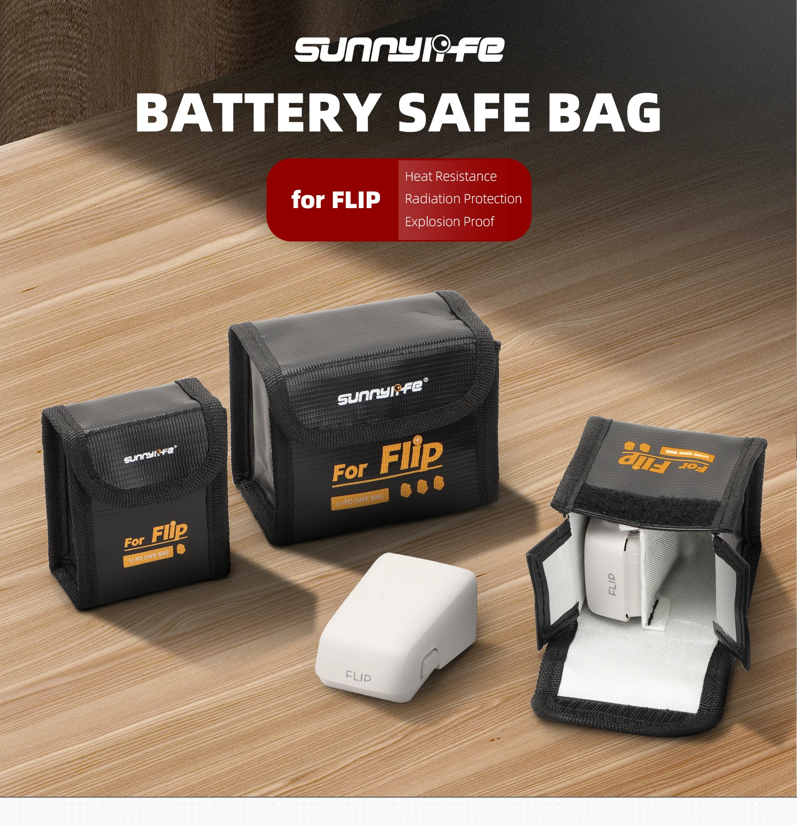 

​Battery Explosion-proof Bag for DJI Flip Lithium Battery Safety Storage Bag Flame Retardant Protective Bag Accessories