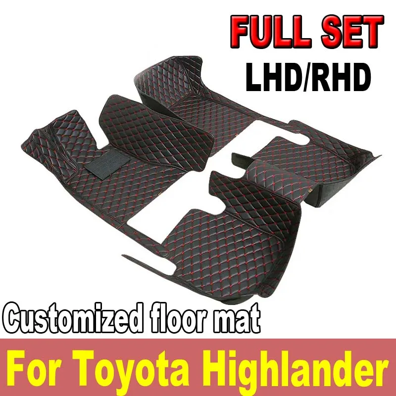 Car Floor Mats For Toyota Highlander (Hybrid/Petrol)7 Seats 2022 2023 Auto Foot Pads Auto Carpet Cover Interior Accessories