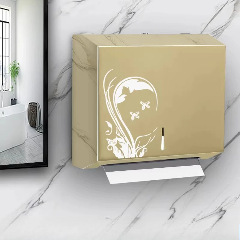 Stainless Steel Tissue Box Hotel Toilet Wall-mounted Moisture-proof Paper Holder Home Storage Paper Bathroom Accessories