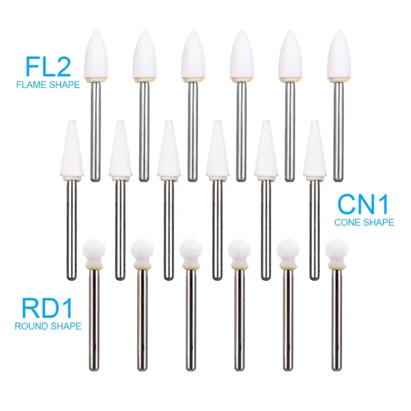 12Pcs/box Dental Tools Flame White Stone Polishing Fg Burs Abrasion Point Bur Fit High Speed Handpiece 1.6Mm Dental Tools