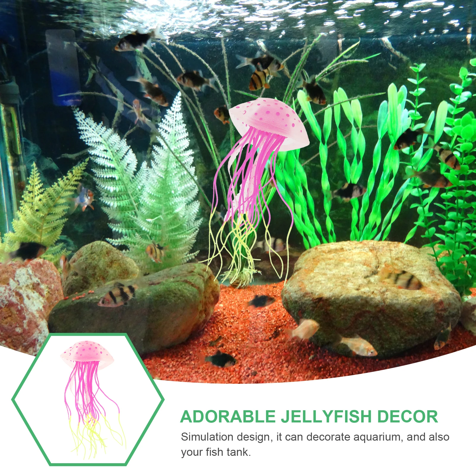 

Simulated Jellyfish Aquarium Decor Vivid Fake Wear resistant nament Fluorescent Glowing Tank Accessories Delicate Pet Supplies