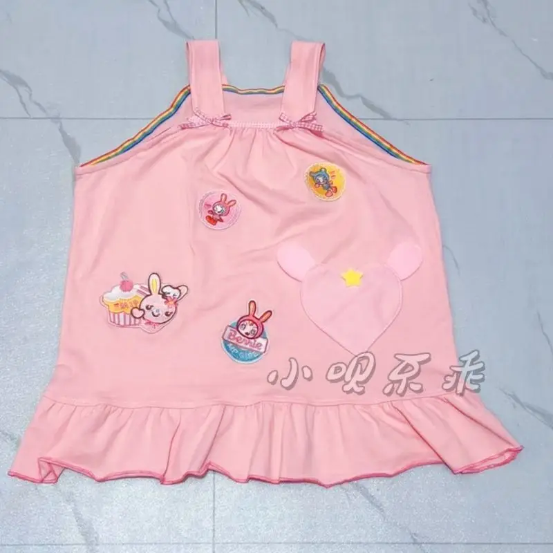 

Летняя одежда для дочери с рисунком Mp, жилет без рукавов, японская милая хлопковая майка для девочек, кавайная майка Y2k