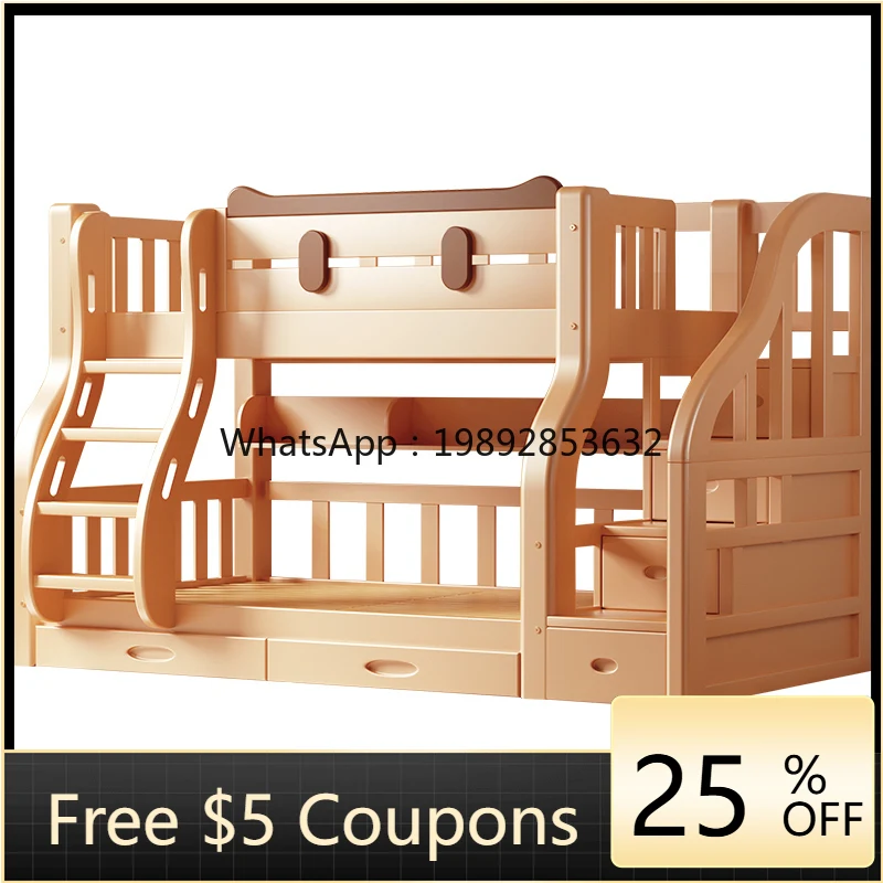 YFY Children's  Bunk  Boys Girls High Low Bed Parent-Child  Adult Bunk  Upper and Lower Layer Solid Wood