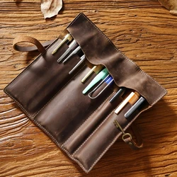 Pencil Roll Retro Pencil Wrap Bag Portable Roll Up Pouch Pen Holder Pencil Holder Organizer School Supplies F19E