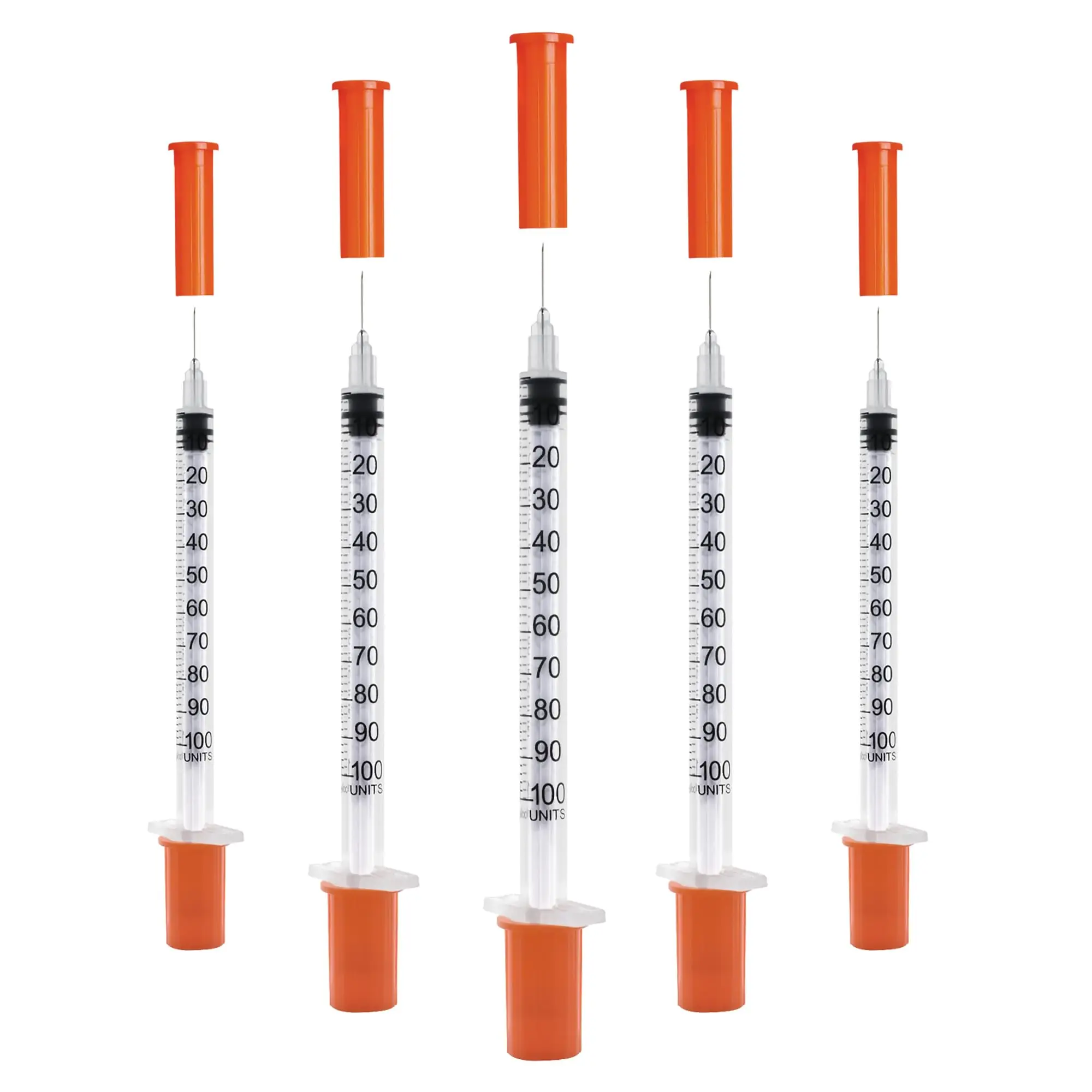 100 pièces/boîte, seringues à insuline stériles jetables de 1 ml avec aiguille 31G 6 mm, emballées individuellement pour la mesure en laboratoire et l'alimentation des animaux