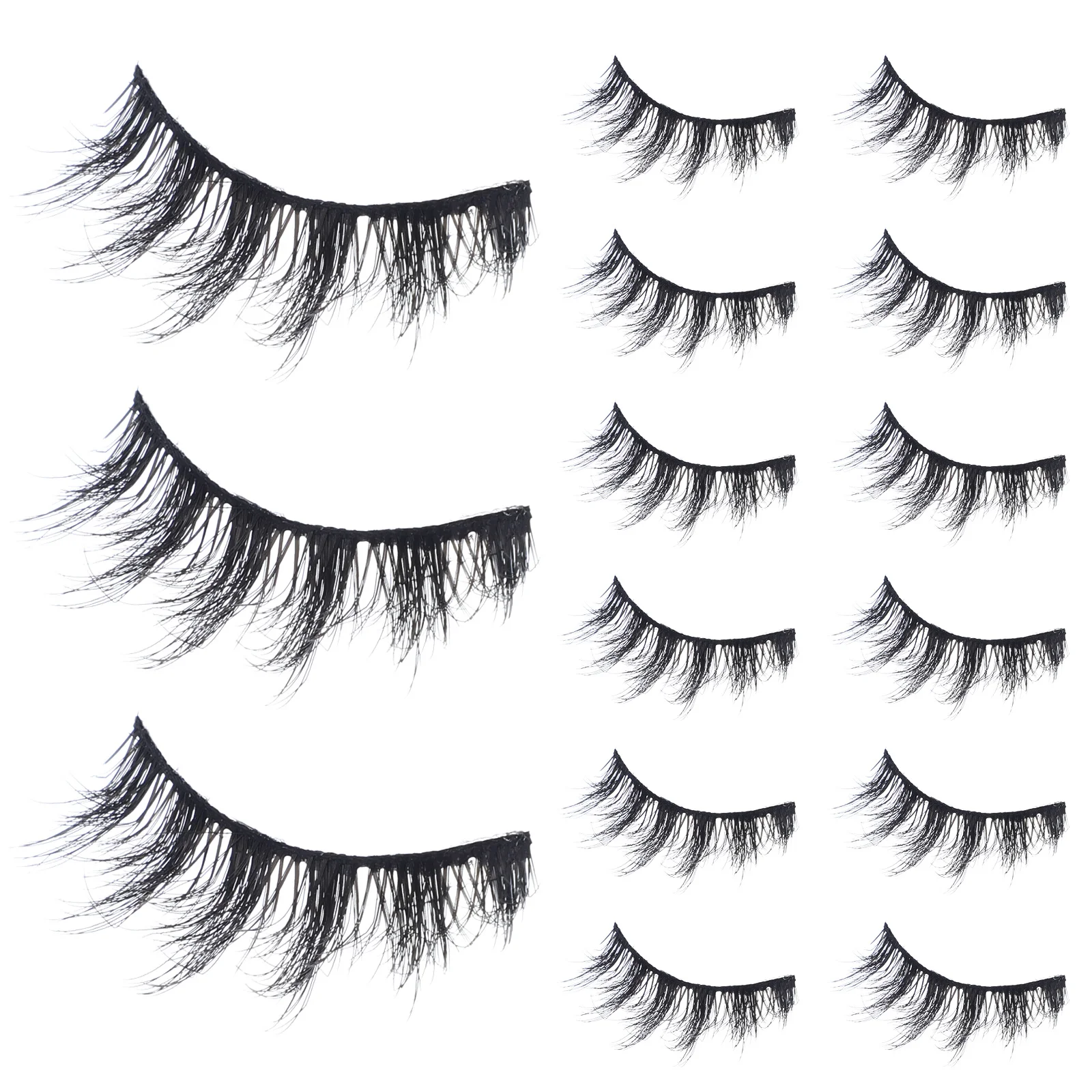 비보르티 20쌍 대량 인조 속눈썹 자연스러운 룩 여성용 메이크업 눈매 강조