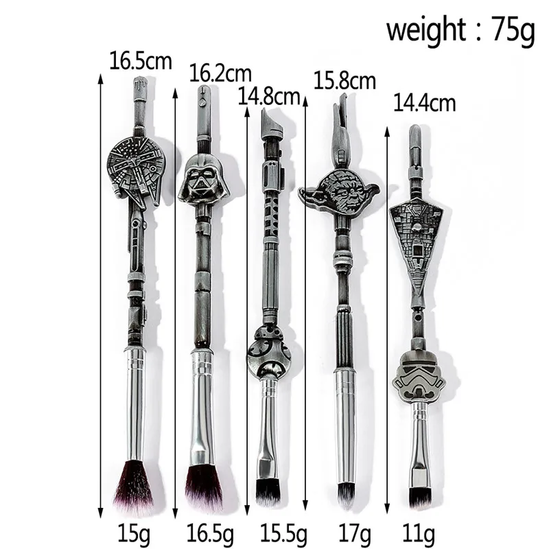 5pcs/set Star Wars BB8 Darth Vader Millennium Falcon Stormtrooper Yoda Makeup Brush Set Cosmetics Brush Eyeshadow Beauty Tool