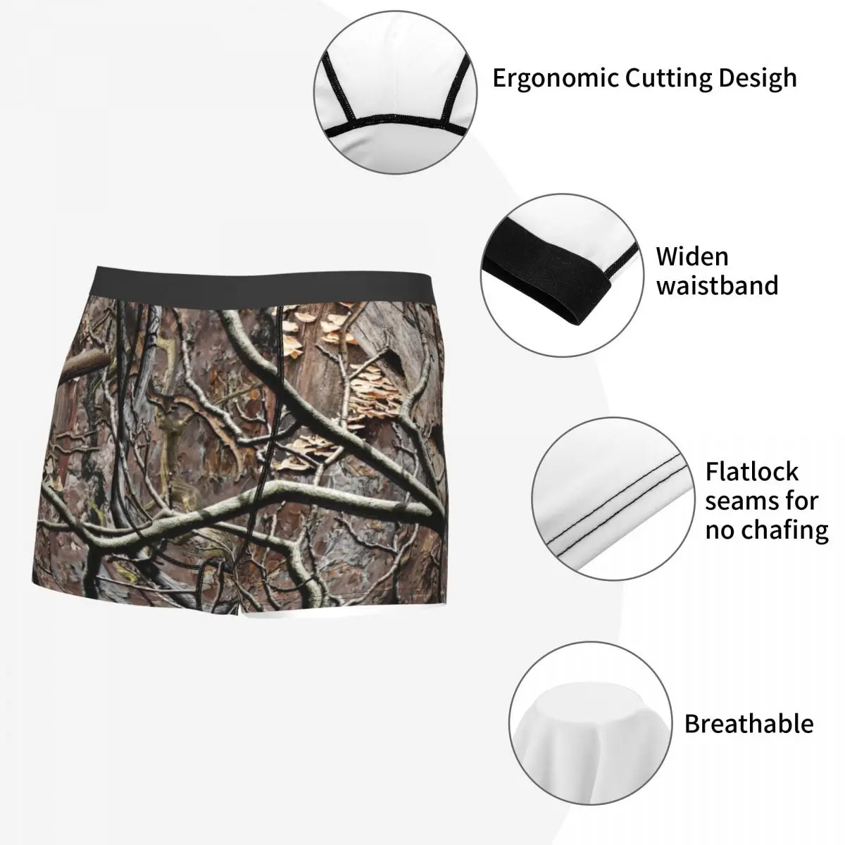 Custom Hunting Camouflage Underwear Men Stretch Camouflage Camo Boxer Briefs view 4