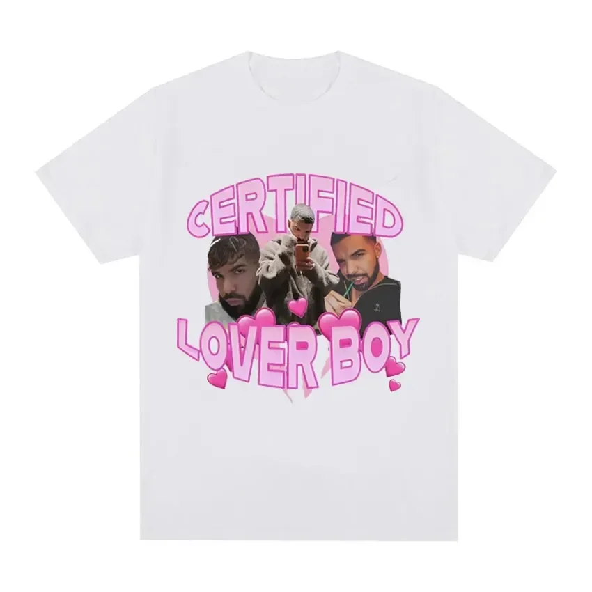 Certyfikowana koszulka z albumem muzycznym Lover Boy Funny Drake Meme Graphic Tee Shirt Męska koszulka hiphopowa Oversized Cotton T-shirt 2024