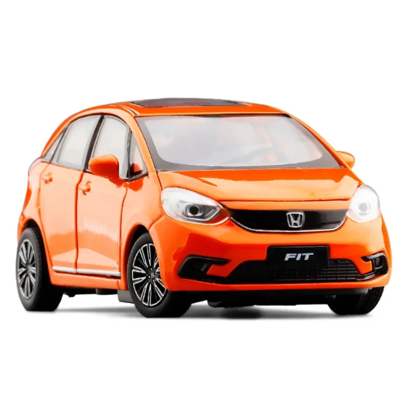 1/32 HONDA Fit GK5 Alloy Car Model Diecasts Metal Toy Sports Car Vehicles Model Simulation Sound and Light Collection Gifts