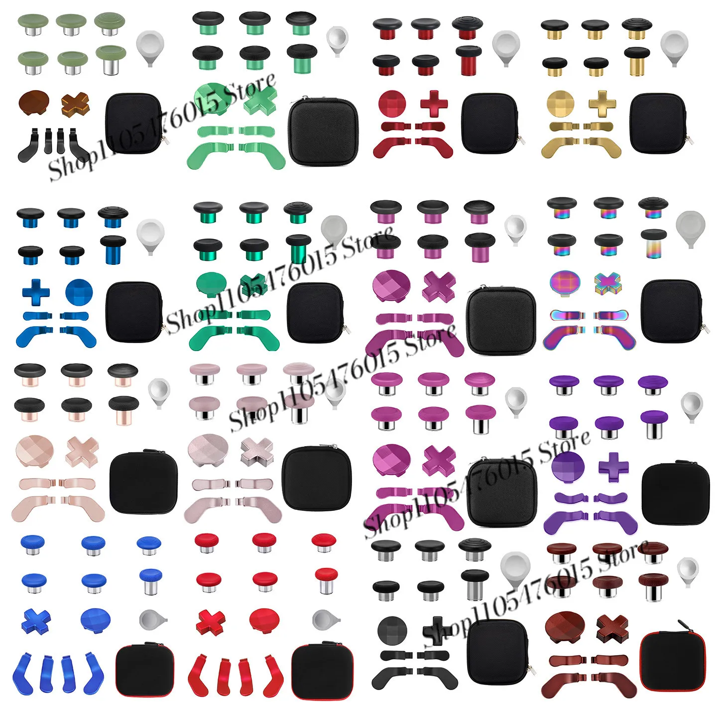 New Electroplated Metal Mushroom Caps Thumbsticks Paddles Buttons Kit For Xbox Elite Series 2 Controller With Storage Case
