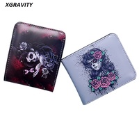 New Unisex Vintage Punk Women Wallets Female Coin Purse Short Wallet Skull Purses Man Hot Ghost Purse Card Holder Purse H042