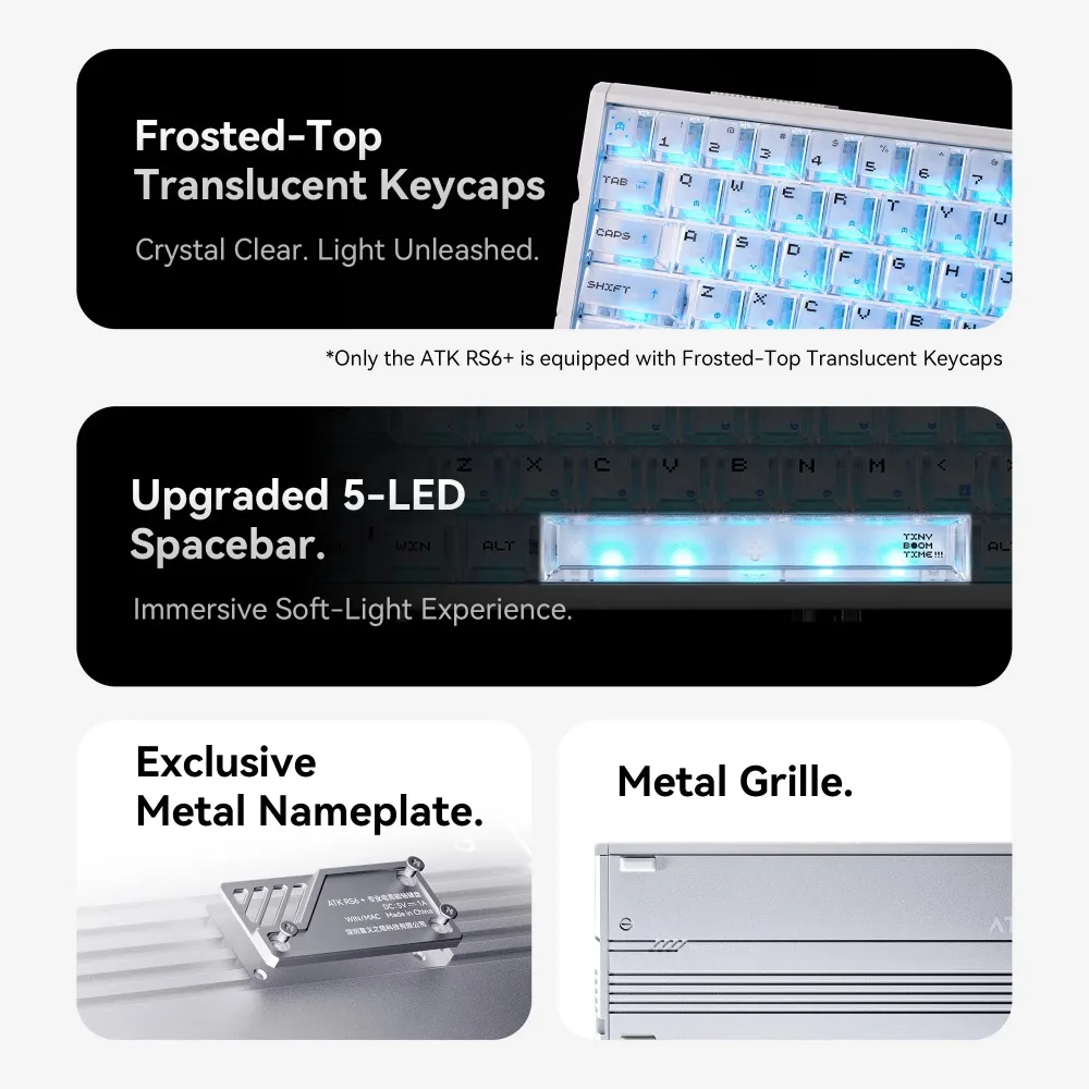 ATK RS6+ Hall Effect Magnetic Keyboard Wired 8K Rapid Trigger 0.001mm RGB Hot Swappable Aluminum Alloy 65% Gaming Accessories