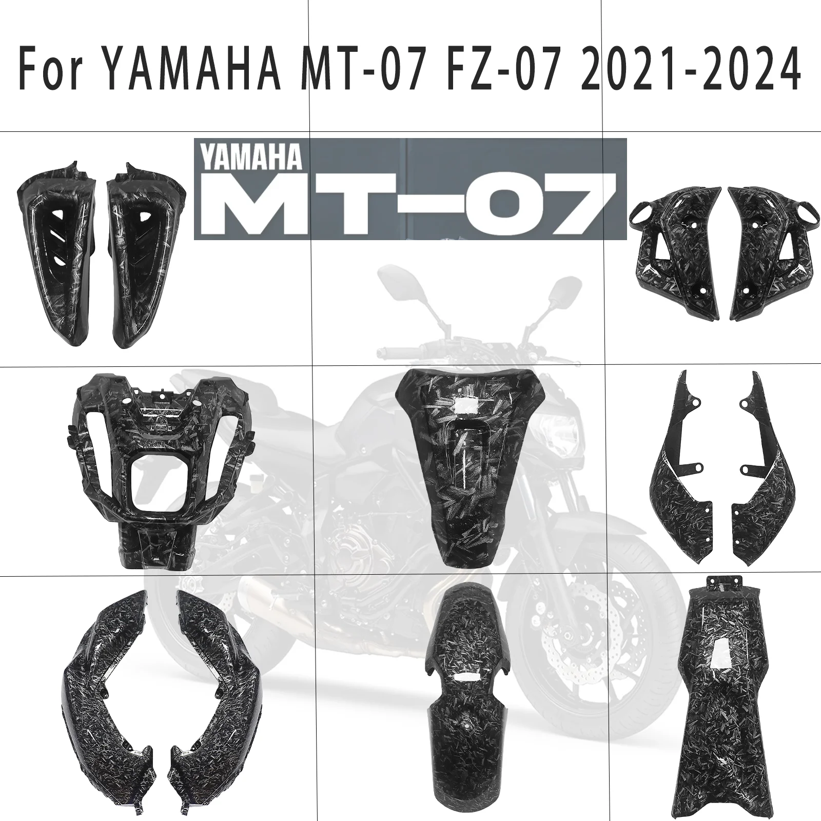 

For Yamaha MT-07 FZ-07 2021-2024 Motorcycle Body Fairing Forged Front Bracket Side Cover Panel Fairing Fender Left/Right Frame