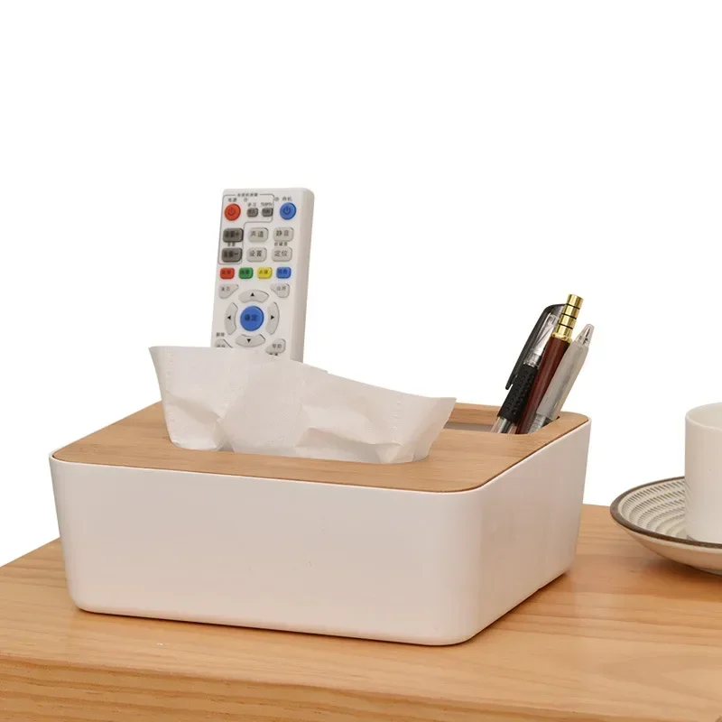 Cucina di casa scatola di fazzoletti di plastica in legno soggiorno TV condizionatore d\'aria scatola di immagazzinaggio multifunzione cosmetica a