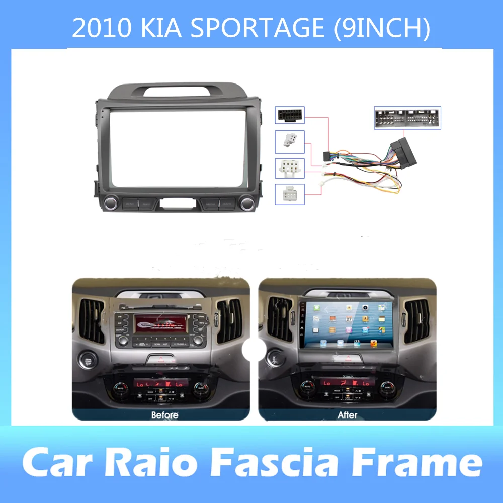 

9 inch Car Frame Fascia For Kia Sportage 2010-2014 Car Radio Head Unit Android Stereo MP5 GPS Player 2Din Panel Casing Frame