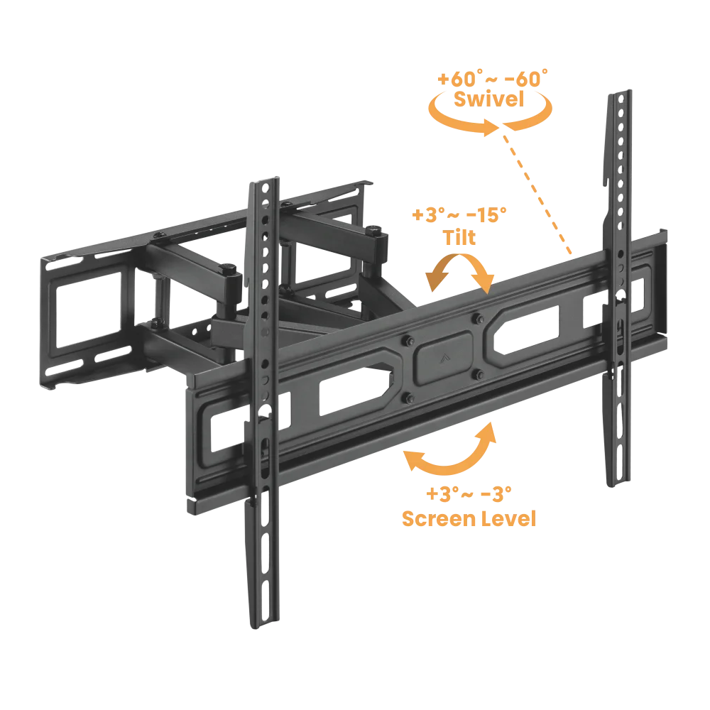 Wholesale economic articulated arm adjustable rotary tilt full-motion TV hanger wall bracket, suitable for 37-80 inches