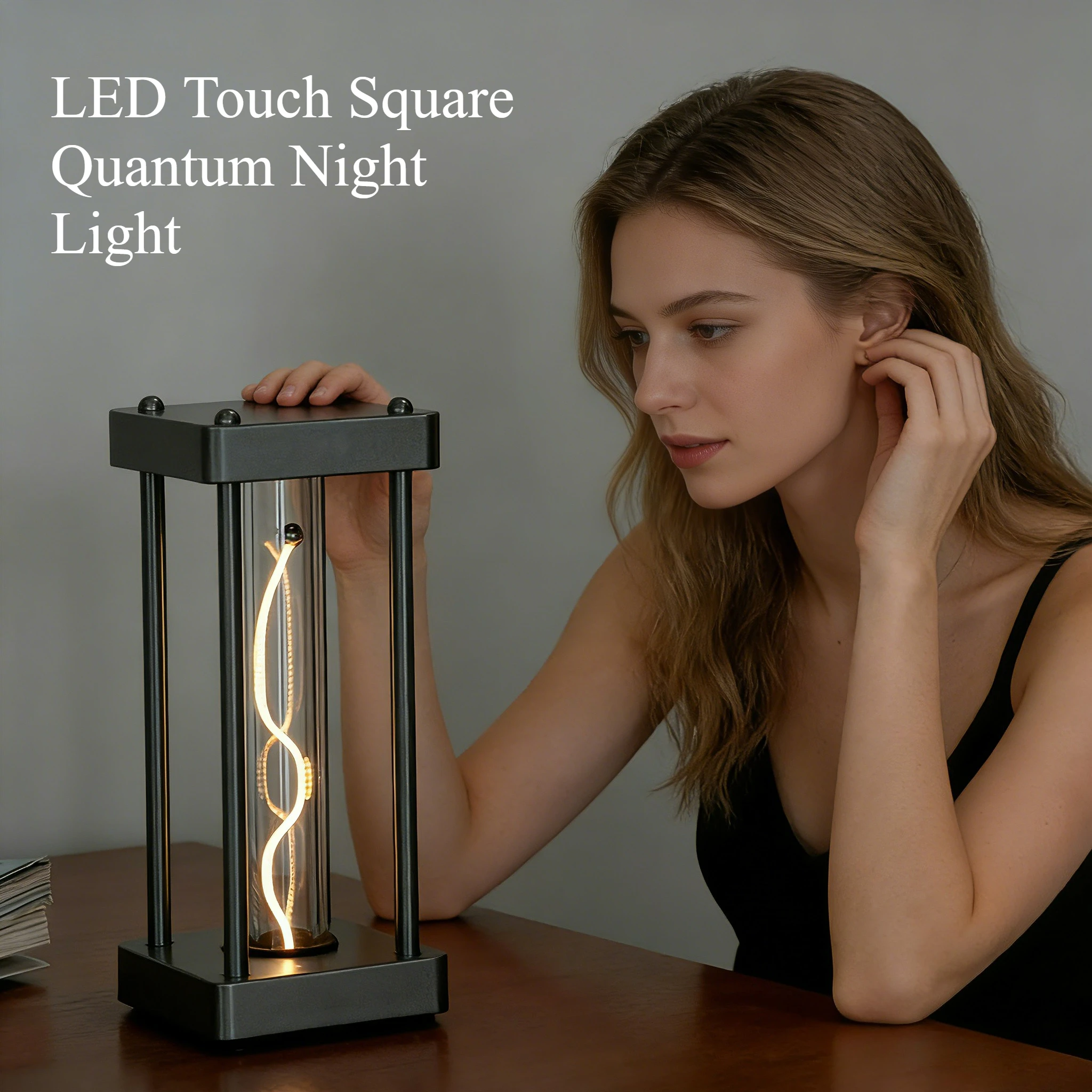 

LED Touch Square Quantum Night Light Dimmable Type-C Eye Care Night Lamp Bedroom Bedside Study Reading Ambient Gift Home Decor