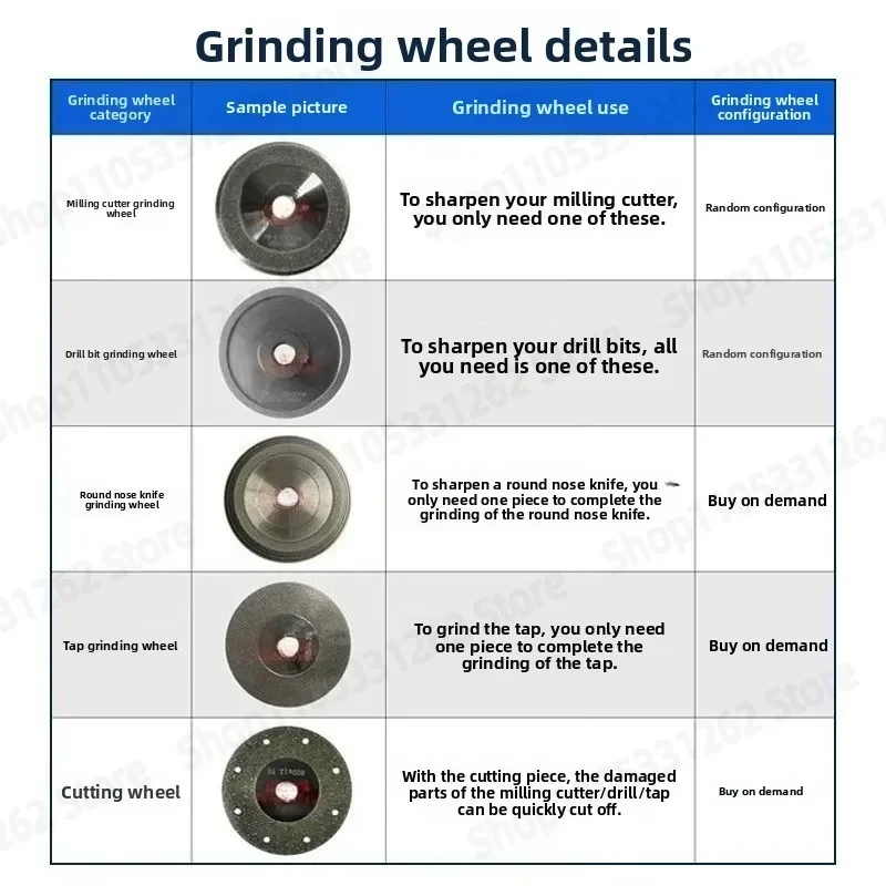 314F End Mill Sharpener Universal Cutter Grinder for Milling Drill Tap Round Nose Tool