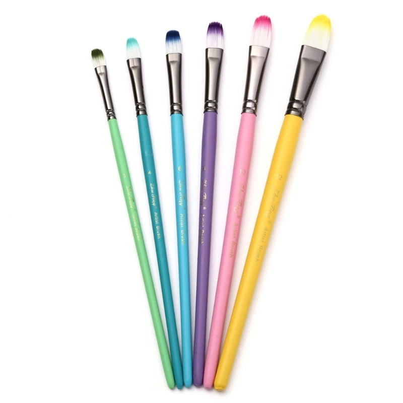 6Pcs 수채화 펜 페인트 브러시 나일론 헤어 페인트 브러쉬 DIY 전문 미술 페인트 브러시에 대 한 아티스트 유화 브러시
