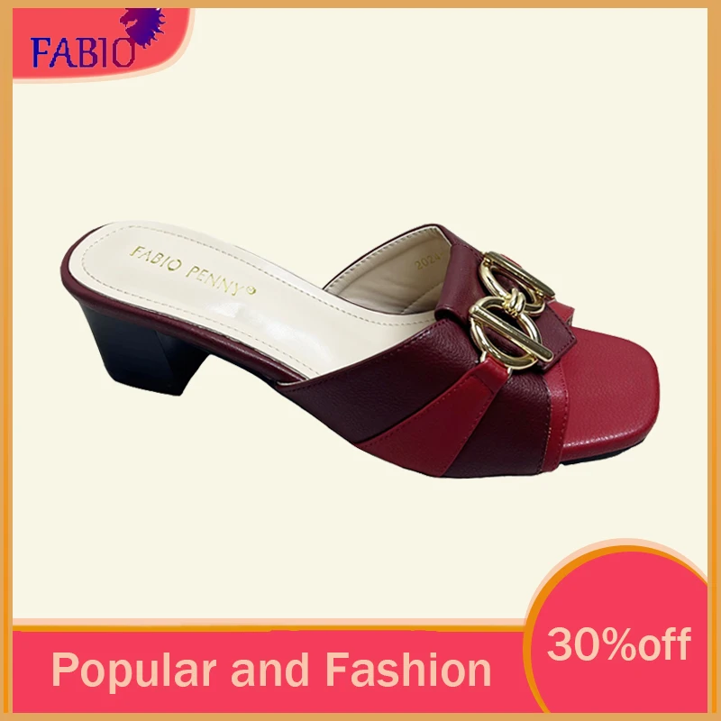 FABIO PENNY2026 Neue stilvolle farblich abgesetzte Damen-High-Heels mit dickem Absatz und Metallschnalle für festliche Anlässe