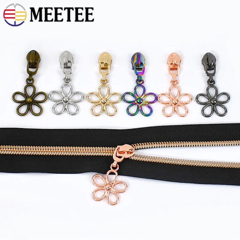 1/2/3/4Meters Meetee 5# Zipper Tapes + Nylon Zippers Slider Sewing Plastic Zips Bag Purse Zip Puller Repair Kit DIY Accessories