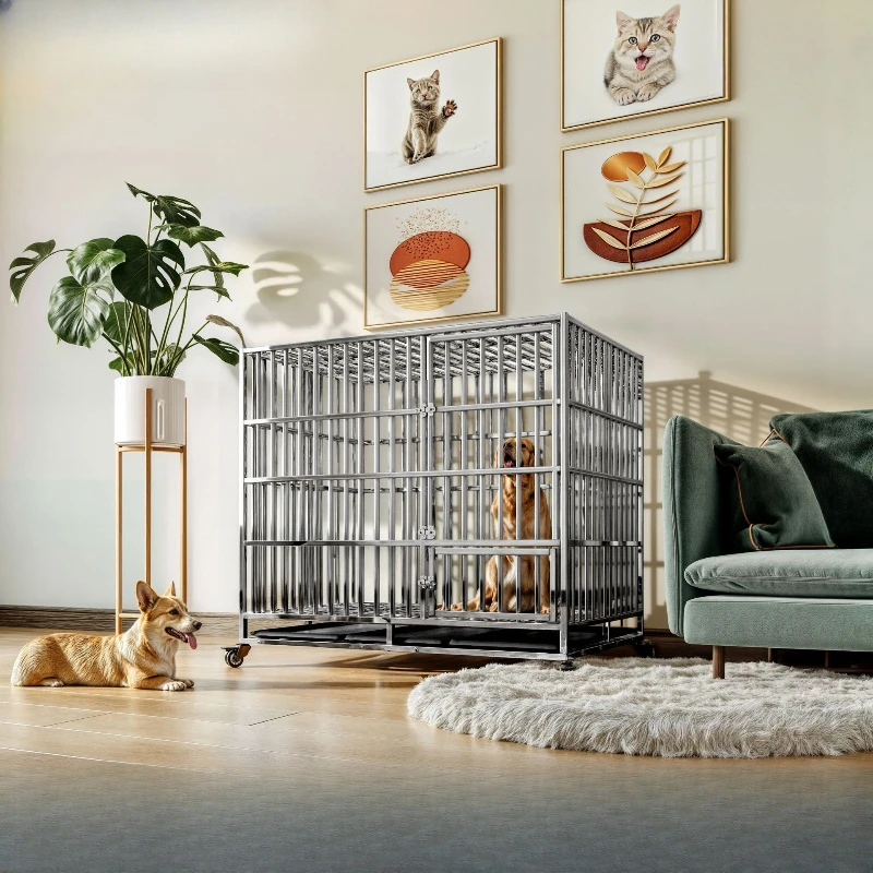

2025 new extra thick dog cage large dog bold indoor with toilet small and medium dog cage