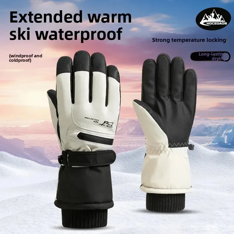 

Женские зимние теплые водонепроницаемые перчатки с термозащитой на утолщенной флисовой подкладке, ветрозащитные, с сенсорным экраном, чувствительные Luvas, катание на лыжах, велоспорт