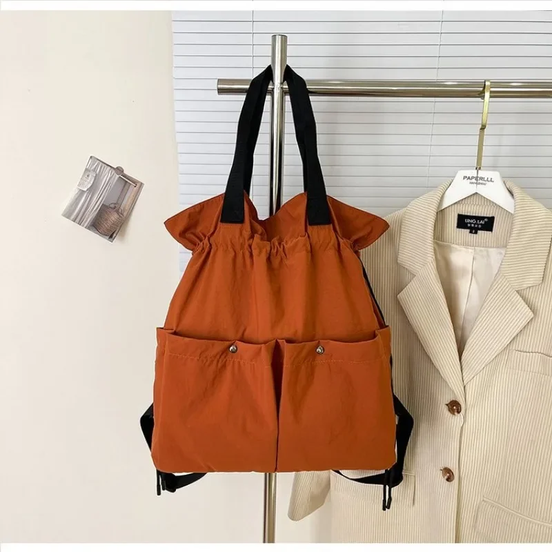 2025 New Casual Solid String Style Nylon Backpacks Fashion Large Capacity High Quality Designer Style Personality Shoulder Bags