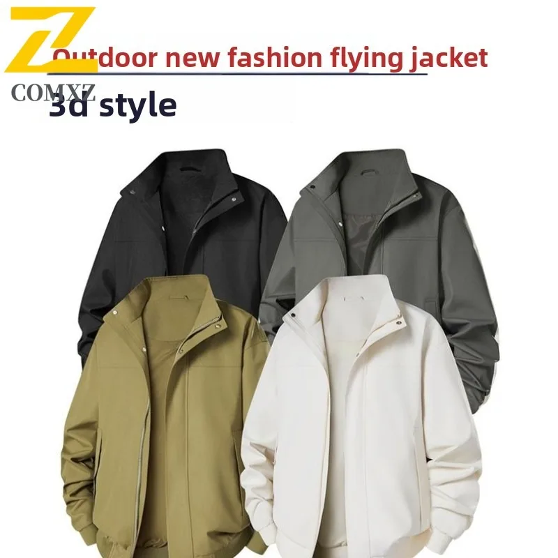 COMXZ Men Coat Oversized Lightweight Travel Camping Street Style Comfortable Walking Biker Jacket Breathable Hiking Daily Jacket