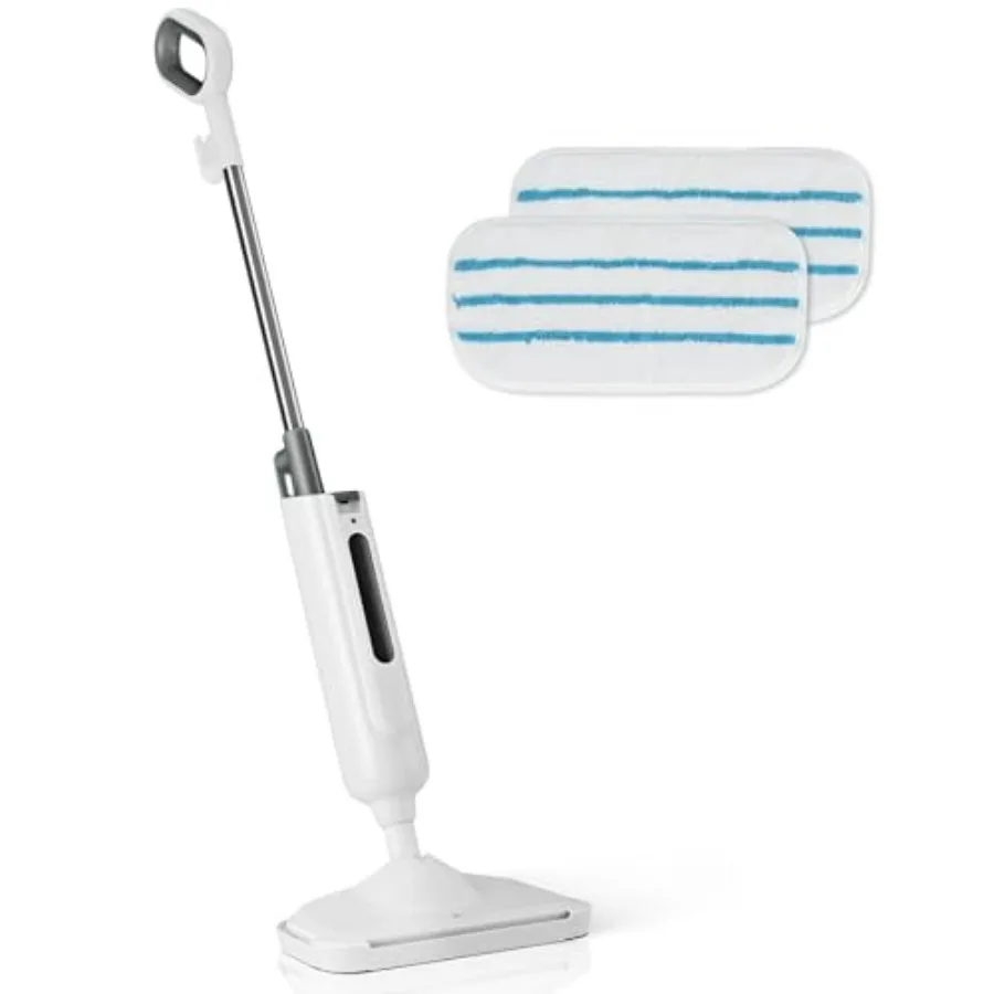 Multi-Surface Steam Mop, Lightweight Floor Cleaner for Hardwood, Tile, Laminate Carpet with 2 Reusable Washable Pads Green
