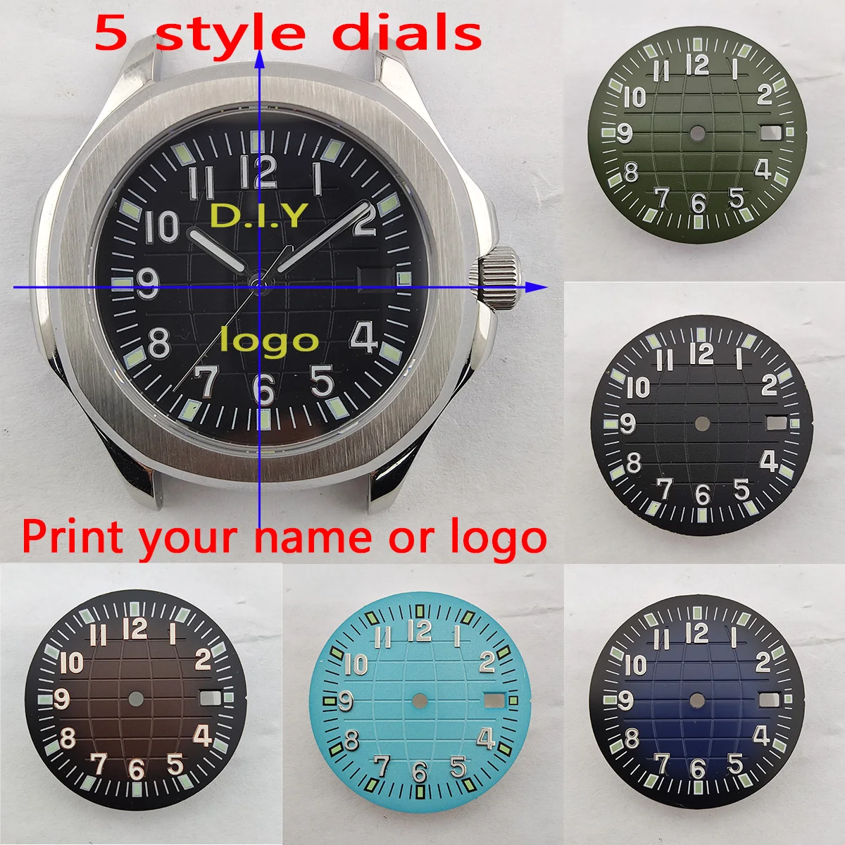 

NH35 dial Watches Accessories 31.5mm dial green luminous for NH35 NH36 Automatic Movement Nautilus case watch case watch dial