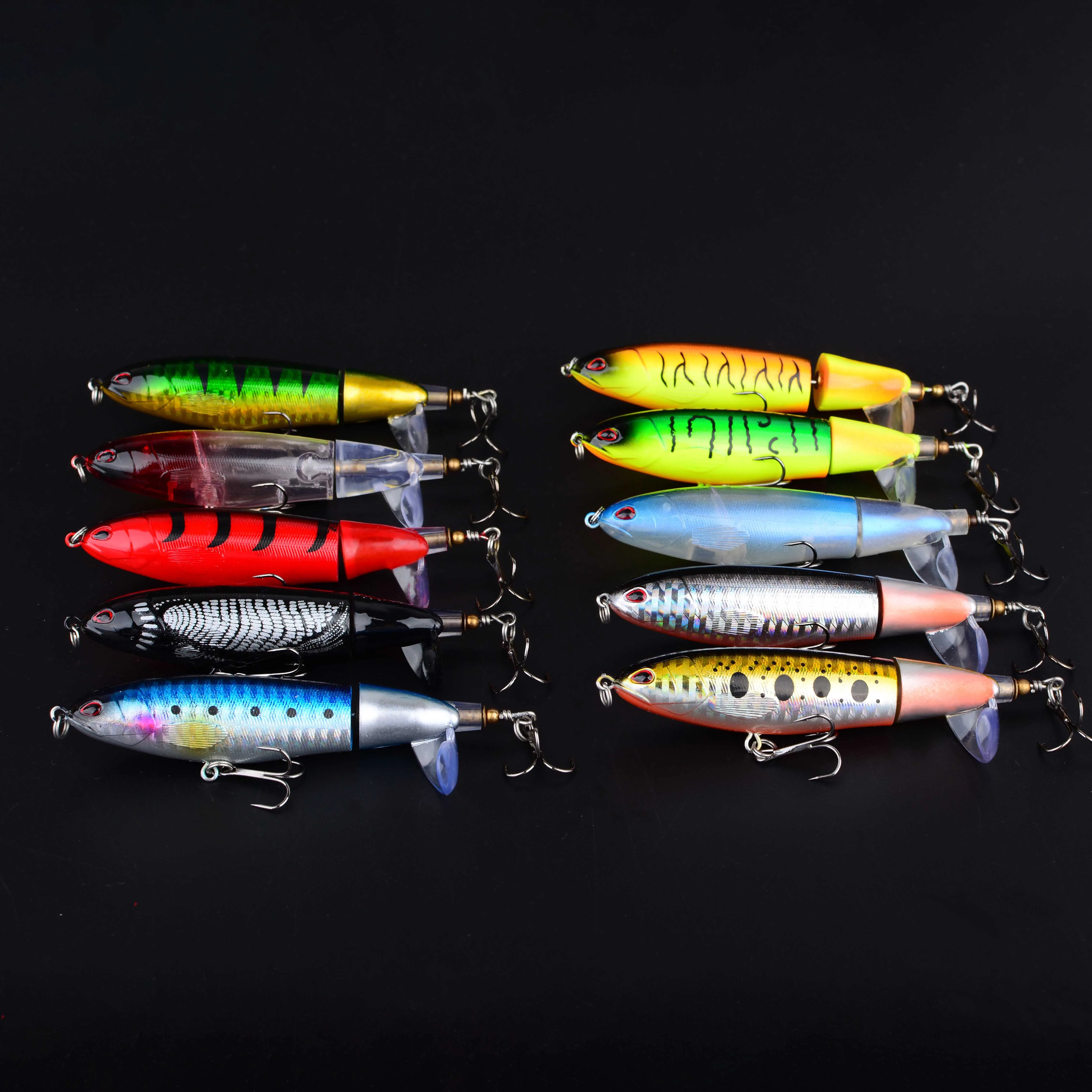 10 قطعة Whopper Plopper توبواتر الصيد السحر مجموعة الدورية الذيل ل باس بايك تشوب الصيد اكسسوارات الطعم الثابت