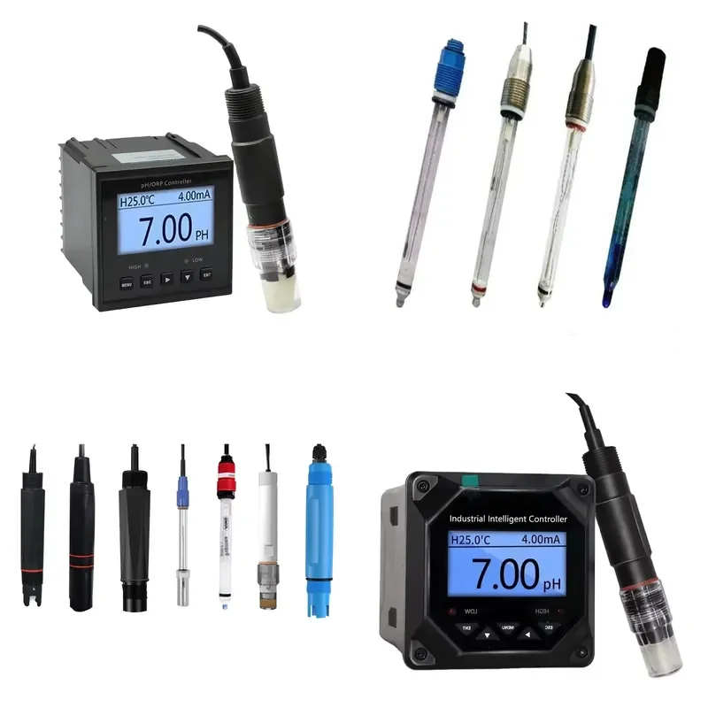 Industrial 4-20mA pH Probe Glass Electrode Controller Sensor Meter for Water Quality Monitoring Testing Analysis