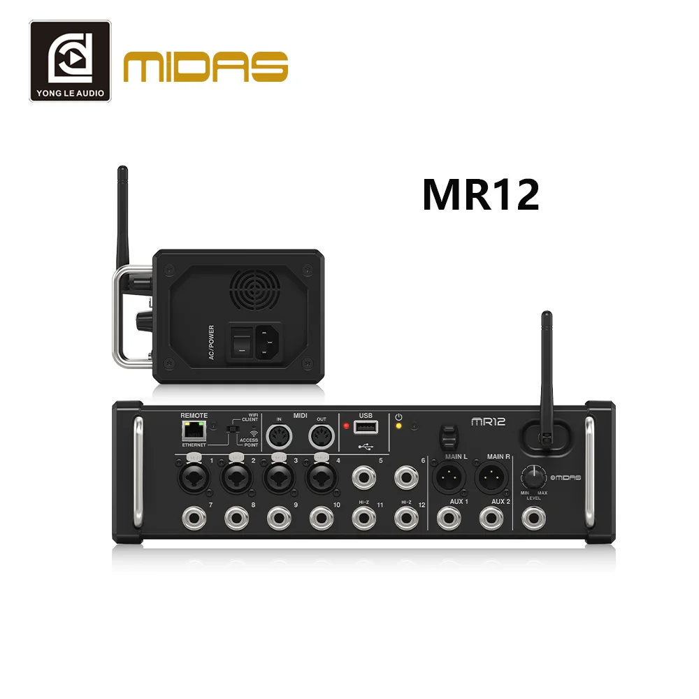 

YONGLE MR12 12-Channel USB Audio Mixer With MIDAS PRO Mic Preamps Effects Amplifier & DJ Console