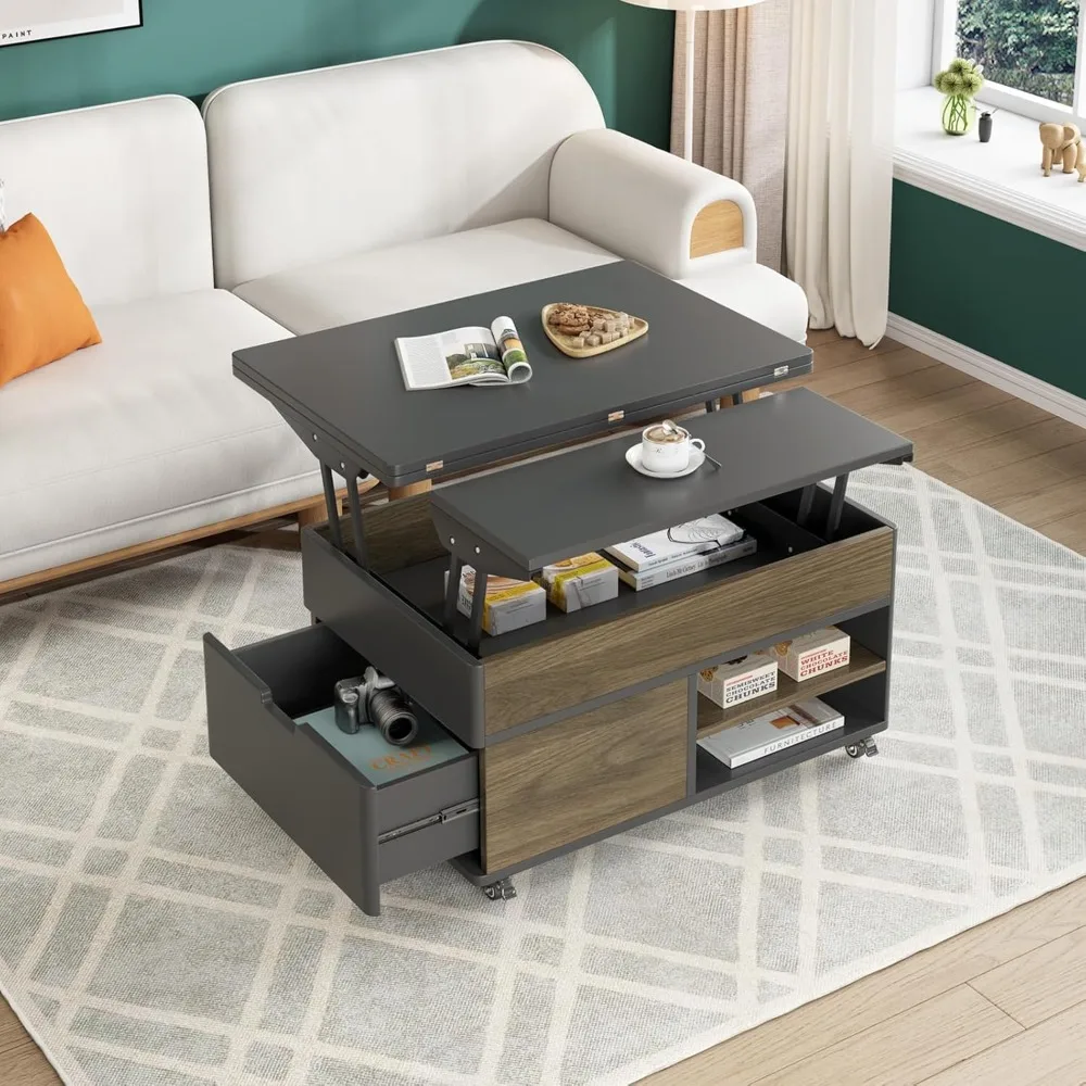 Multi-Functional End Table,Lift-Top Coffee Table with Large Storage,Lift Tabletop Tea Table,Expandable Center Table/Dining Table