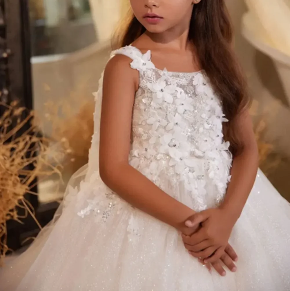 Flower Girl Dress For Wedding Puffy Floor Length Layered Kids Birthday Ball Gown First Communion Dress 2024