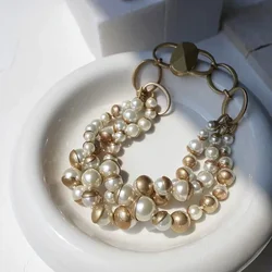 Vintage AAA Glass Pearl Multilayer Choker Necklace f