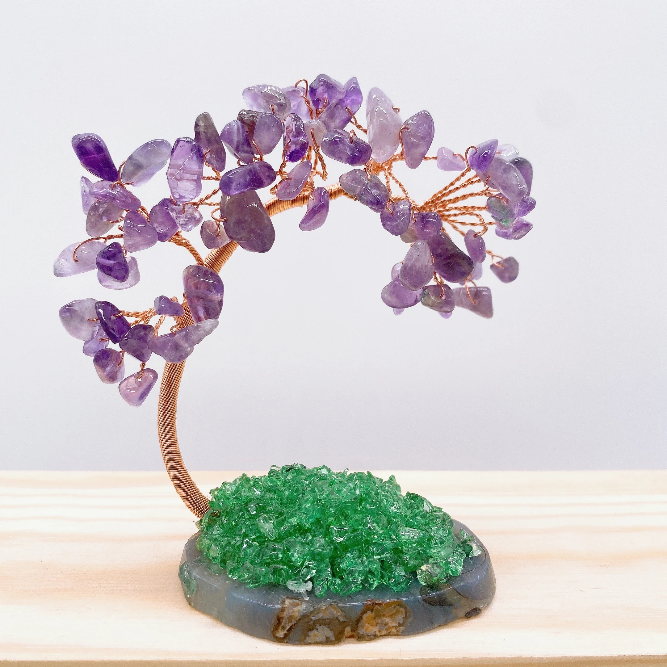 Natural Chakra Gravel Tree Specimen Crystal Quartz Stone Agate Base Lucky Tree Crafts Home Decoration DIY Gift Souvenir