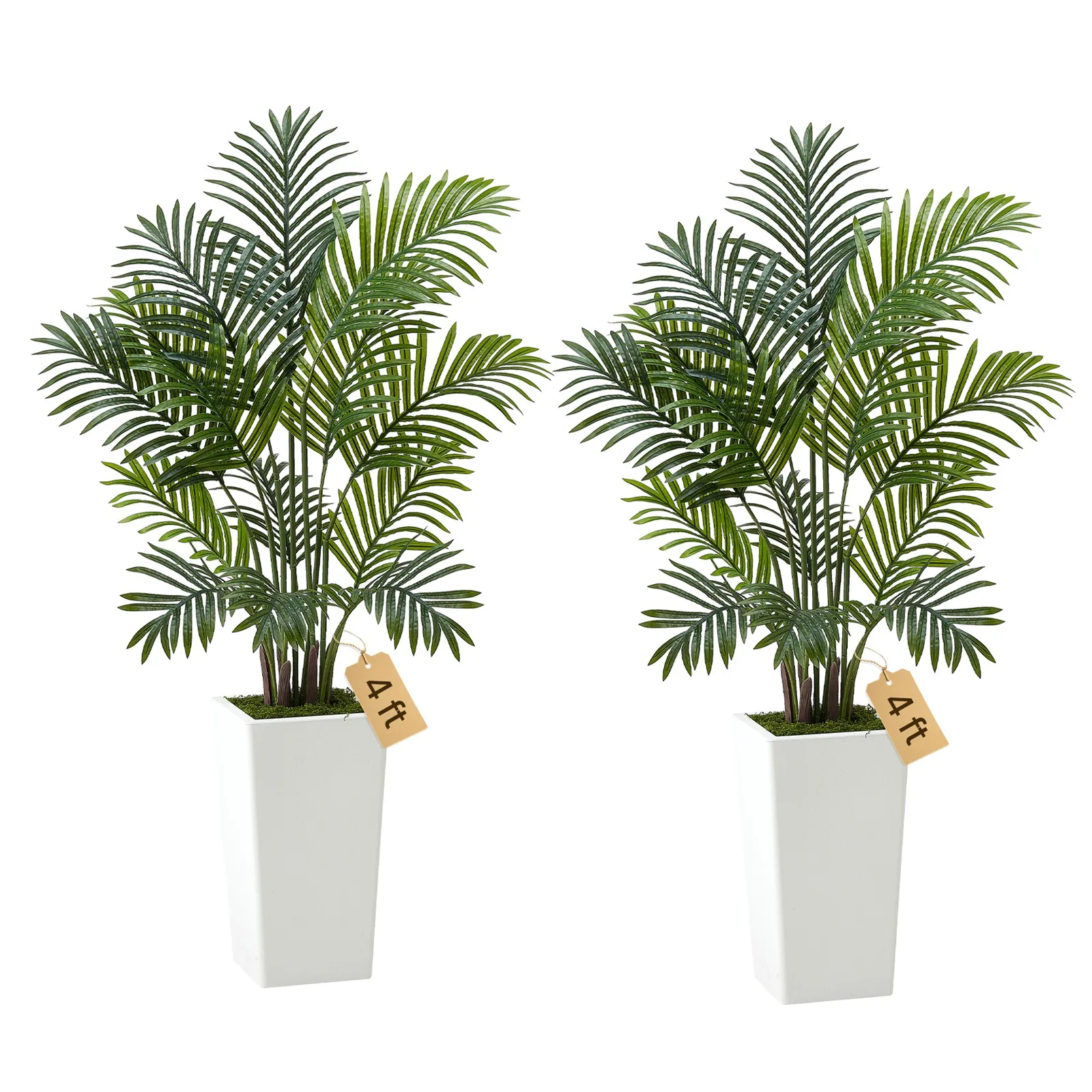 

Uimoso Pack of 2 4ft Artificial Areca Palm Tree Pot Indoor Plant Faux Home Decor