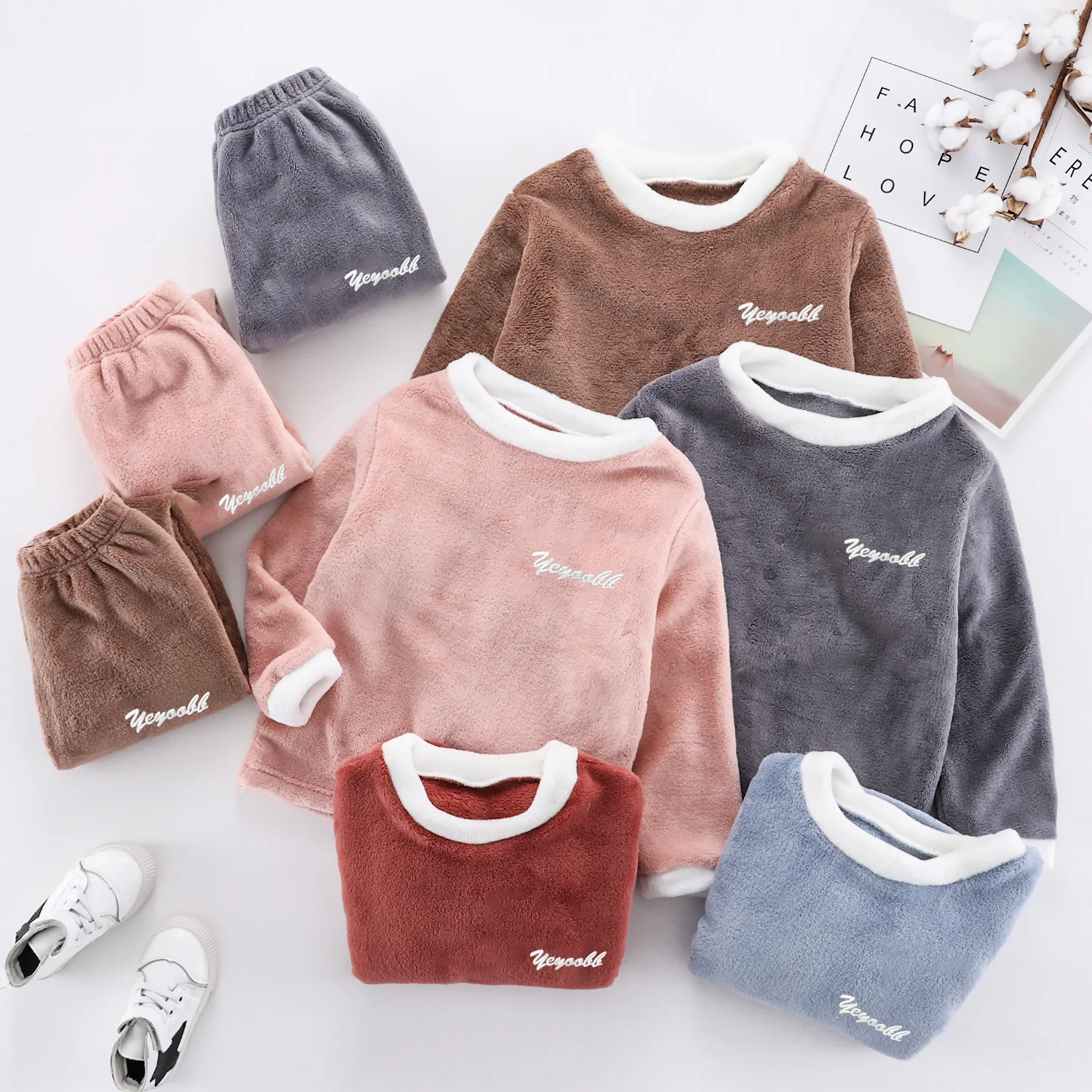 2026 Winter New Warm Flannel Pajamas for Teens Girls Clothes Plush Velvet Boys Pajamas Cartoon Sleepwear Pyjamas Children's Suit