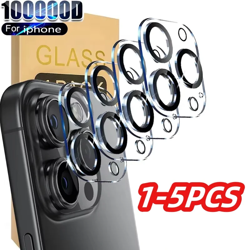 

1-5Pcs Tempered Glass for iPhone 16 15 14 13 Pro Max Plus Mini Camera Lens Protector Black Circle Protective Lens Film Cover