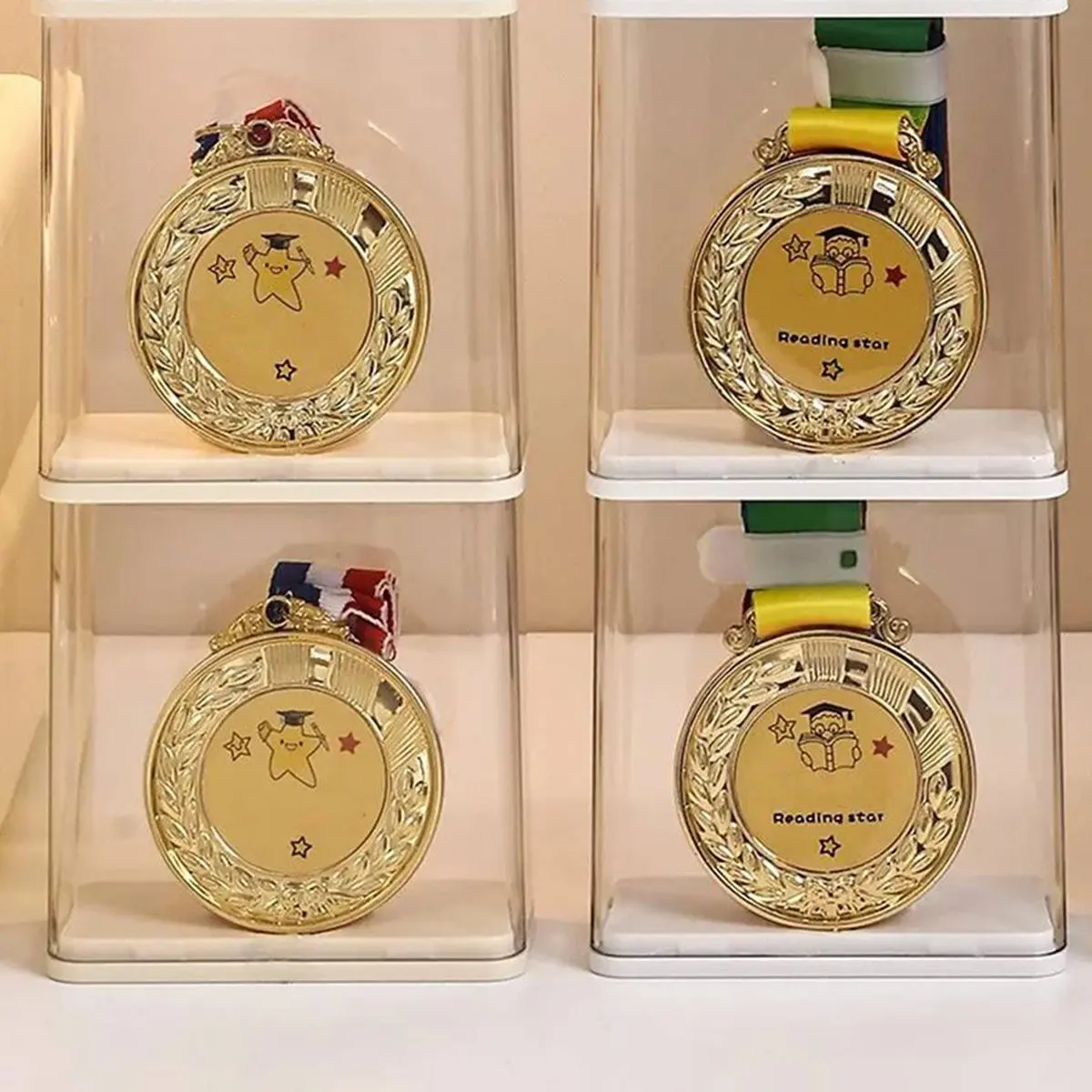 NEW Marathon Medal Display Box Single Commemorative Medal Storage Holder Rectangular Transparent Cover Plastic Base 6pcs