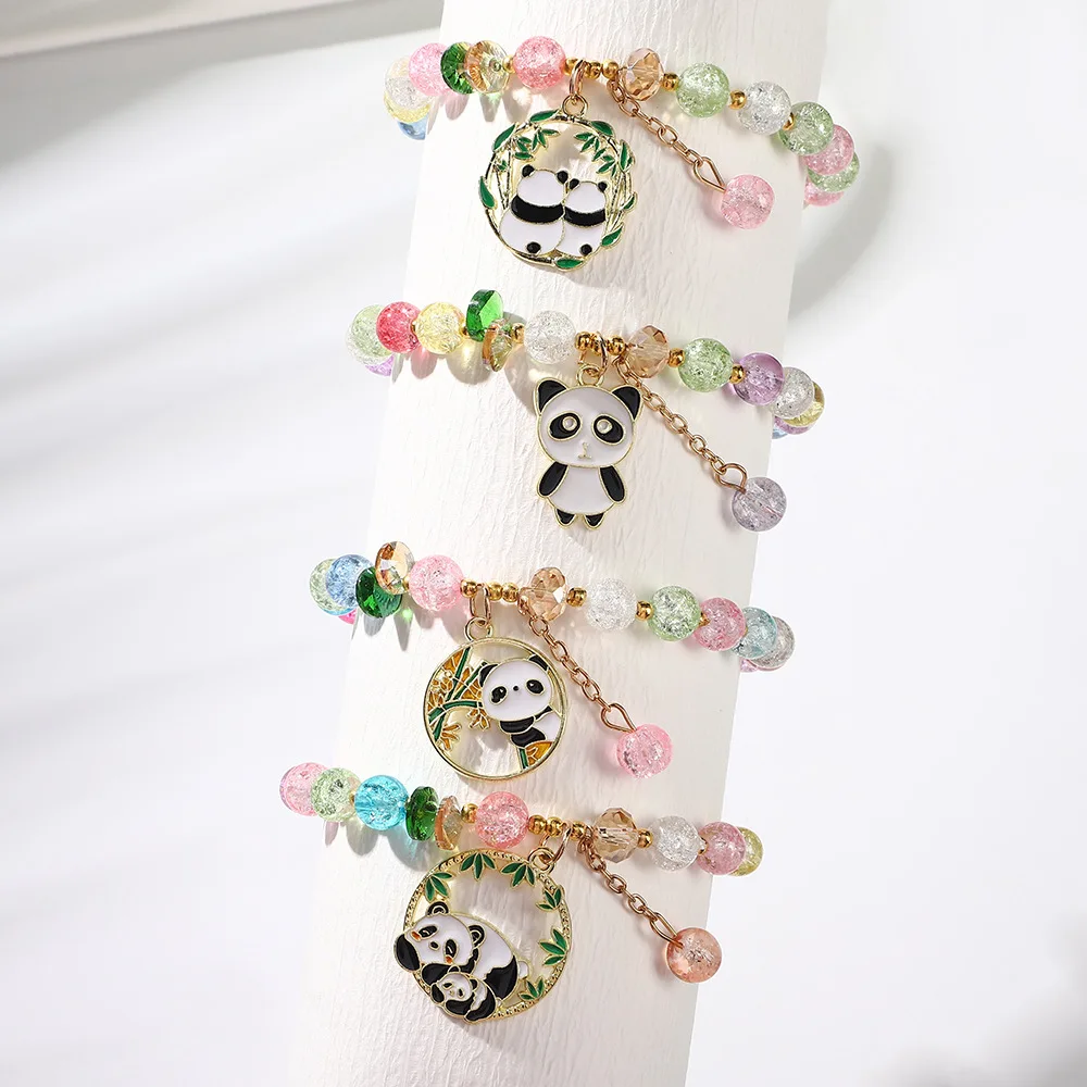 panda bracelet Firecracker Glass Crystal Beads Handmade Hand String Women Summer Fashion Jewelry